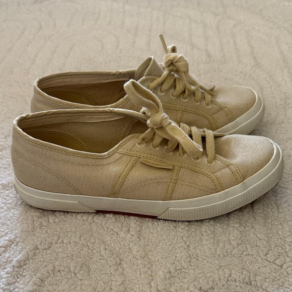Superga Beige Canvas Lace-Up Sneakers - Picture 7 of 10